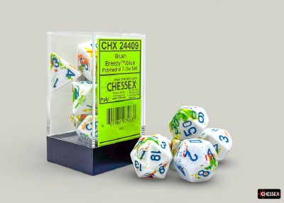 Chessex Brush Polyhedral 7-Die Set Breezy with blue