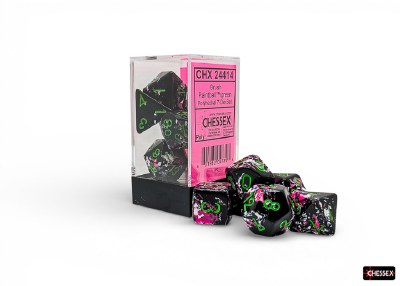 Chessex Brush Polyhedral 7-Die Set Paintball with green