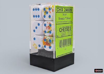 Chessex Brush Breezy 16mm d6 Dice Block with blue (12)