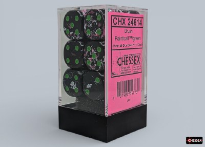 Chessex Brush Paintball 16mm d6 Dice Block with green (12)