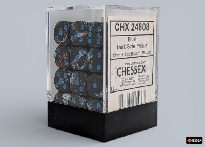 Chessex Brush Dark Side 12mm d6 Dice Block with blue (36)