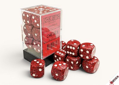 Chessex Speckled Lava Stone 16mm d6 Dice Block (12)
