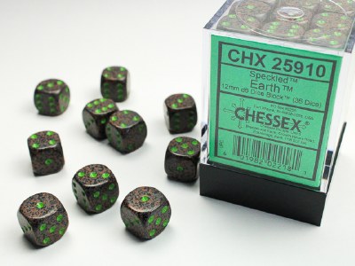 Chessex Speckled 12mm D6 Dice Block Set Earth (36)