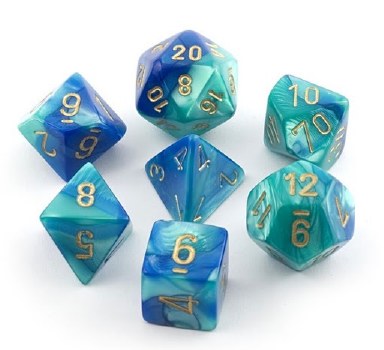 Chessex Gemini Polyhedral 7-Die Set - Blue-Teal w/Gold