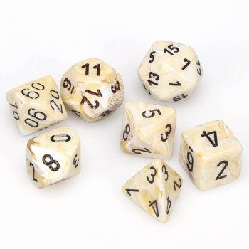 Chessex Marble Polyhedral 7-Die Set Ivory/Black