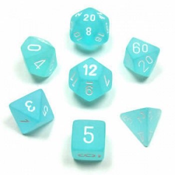 Chessex Frosted Polyhedral 7-Die Set Teal w/white