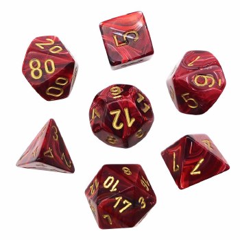 Chessex Vortex Polyhedral 7-Die Set - Burgundy/Gold