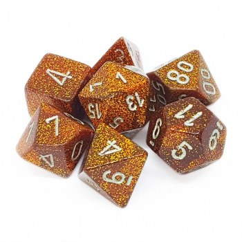 Chessex Glitter Polyhedral 7-Die Set Gold w/Silver