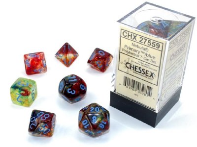 Chessex Nebula Luminary 7-Die Set - Primary/Blue