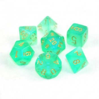 Chessex Borealis Polyhedral 7-Die Set - Light Green/Gold