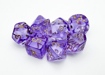 Chessex Lab Dice Poly 7-Die Set Translucent Lavender/Gold