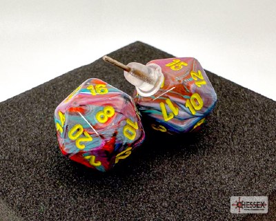 Chessex Stud Earrings Festive Mini-D20 Mosaic/yellow