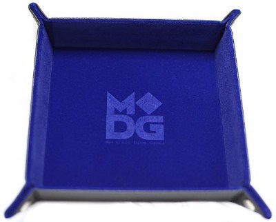 FanRoll Velvet Folding Dice Tray w/ Leather Backing Blue