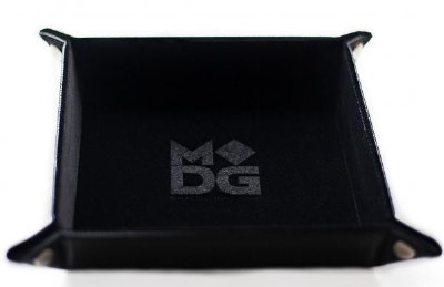 FanRoll Velvet Folding Dice Tray w/ Leather Backing Black
