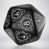 D20 Level Counter Black & white Spin Down Die
