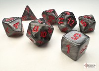 Chessex Velvet Mini-Polyhedral Black / red 7-Die Set