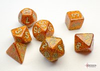 Chessex Glitter Mini-Polyhedral  7-Die Set Gold/silver