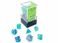 Chessex Festive Mini-Polyhedral Waterlily / White 7-Die Set