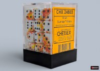 Chessex Brush Sunrise 12mm d6 Dice Block with black (36)