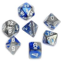 Chessex Gemini Polyhedral 7-Die Set - Blue-Steel/White
