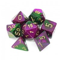 Chessex Gemini Polyhedral 7-Die Set Green-Purple w/ Gold