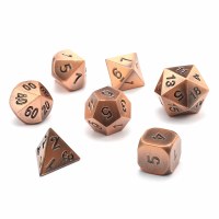 Chessex Solid Metal Copper Colour Polyhedrad Dice Set