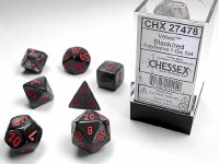 Chessex Velvet Polyhedral 7-Die Set - Black/Red