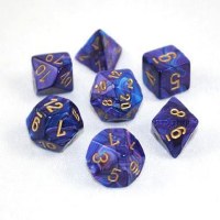 Chessex Lustrous Polyhedral 7-Die Set - Purple/Gold w/Blue