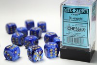 Chessex Vortex 16mm D6 Dice Block Blue/Gold (12)