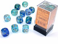 Chessex Nebula 16mm D6 Dice Block Luminary Oceanic/Gold (12)