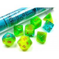 Chessex Gemini Lab 7-Die Set Plasma Green Teal/Orange Lumina