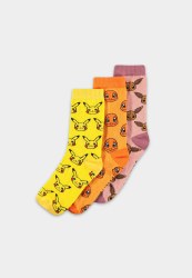 Pokémon Charmander Pikachu Eevee Crew Socks 3 Pack 39-42