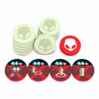 On Mars Alien Invasion Wooden Alien Tokens