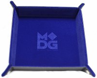 FanRoll Velvet Folding Dice Tray w/ Leather Backing Blue