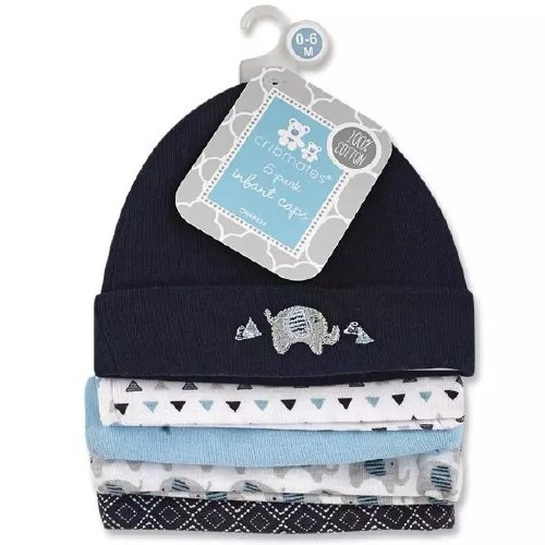 5 PACK INFANT CAPS BLUE