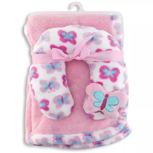 BABY GIRL BLANKET/ NECK PILLOW