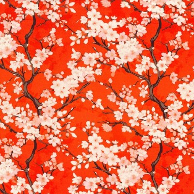 100% Cotton Cherry Blossom Red