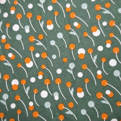 100% Cotton Green Flowers