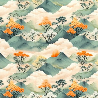 100% Cotton Mountains Japan