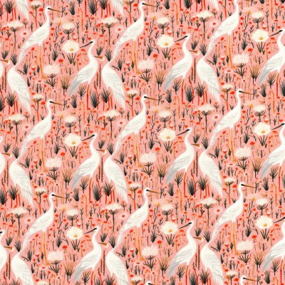 100% Cotton Pink Storks CP1096