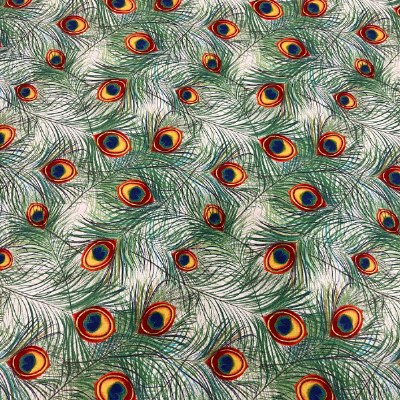 100% Cotton Green Peacock Print