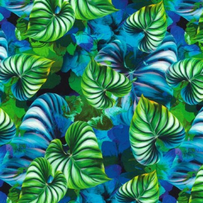100% Cotton Tropical Leaves