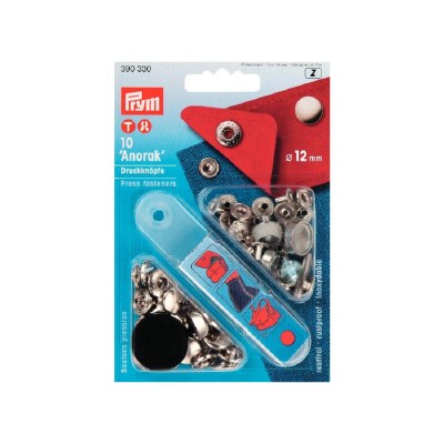 Anorak Snap Fasteners 12mm Silverver