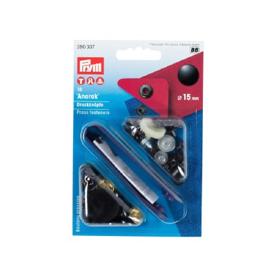 Anorak Snap Fasteners 15mm Black