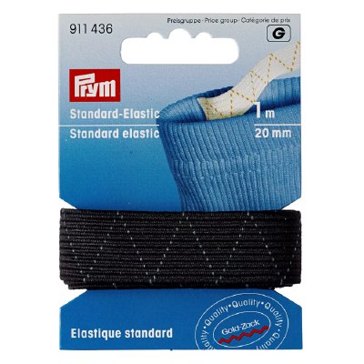 Carded elastic 20mm 1m blk