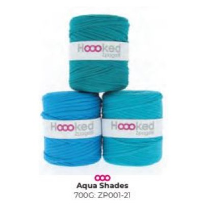 Hooked T-Shirt Yarn Aqua Shades