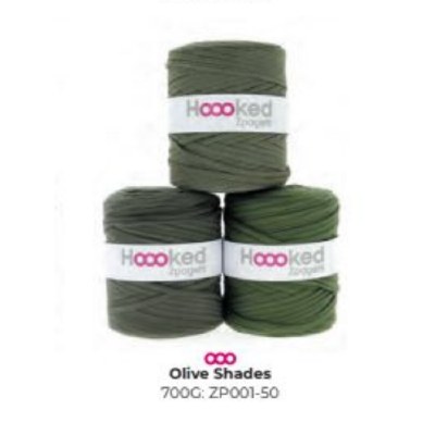 Hooked T-Shirt Yarn Olive Shades