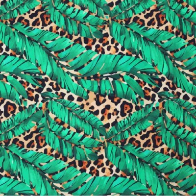 Little Johnny Printed Viscose Paisley Leopard Leaves Green