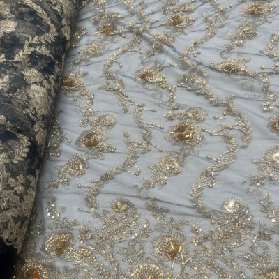 Navy Beaded Mesh