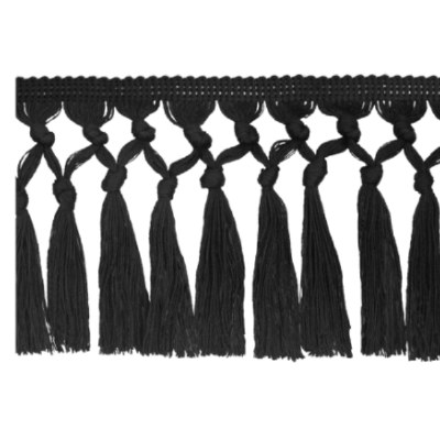 Polycotton Knots Fringe Black